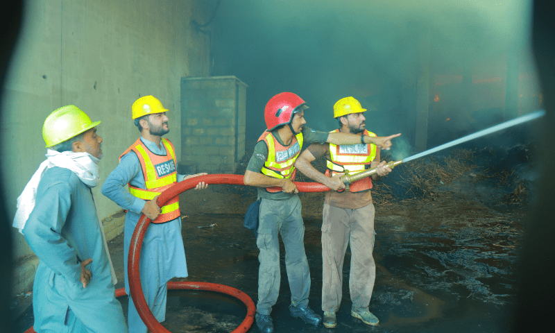 38-Hour Blaze at Swabi Tobacco Warehouse; 4 Firefighters Collapse During Rescue
